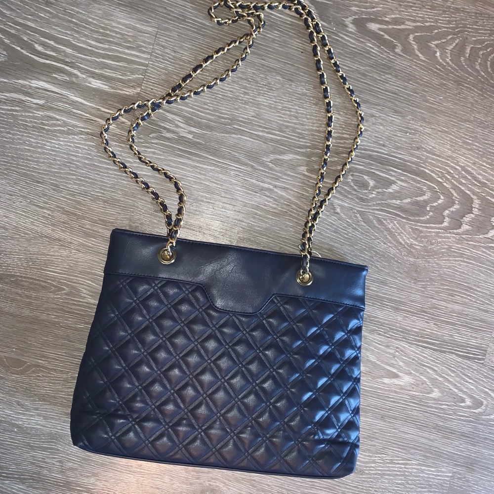 Navy Blue Quilted Shoulder Bag
